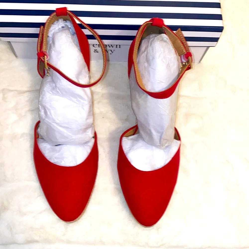 Crown & Ivy Espadrilles New in Box Sz 7.5 Espadrille Wedge Pink Red - Picture 4 of 14